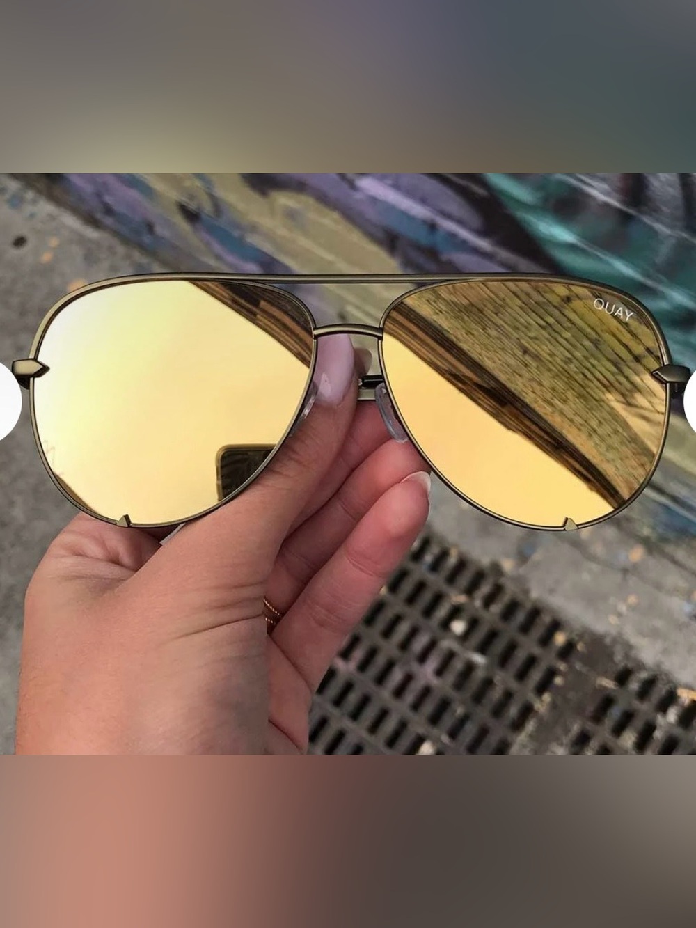 Quay Australia x Desi Perkins Aviator Sunglasses - Yellow Gold Lenses